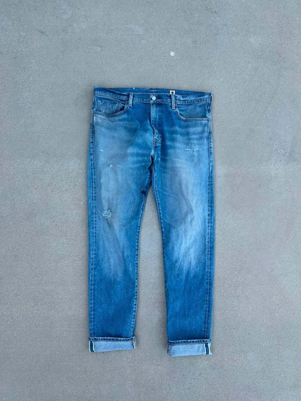 Levi's Men's Distressed Mid Wash Selvedge Denim Jeans